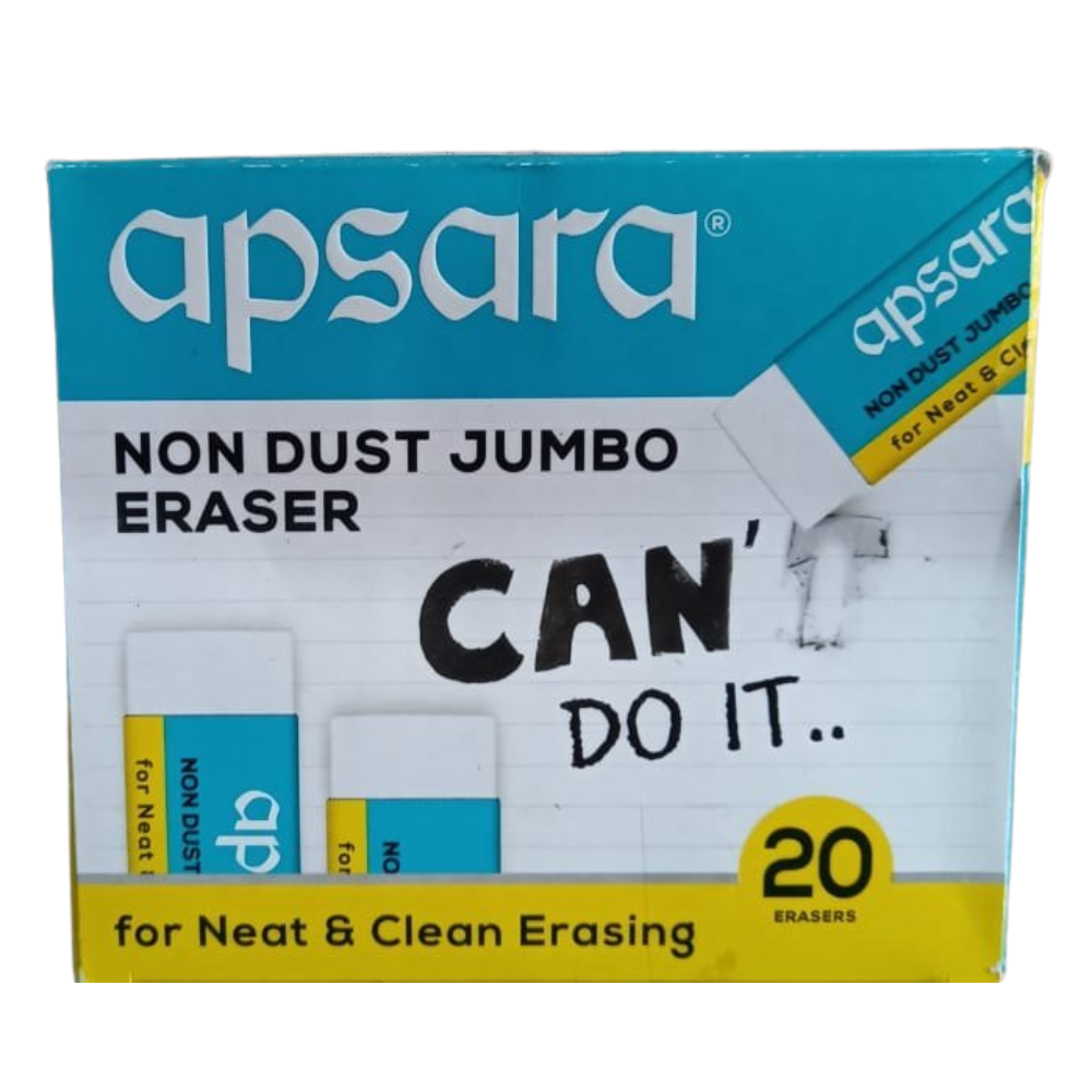 Apsara Non Dust Jumbo Eraser (Pack of 20y